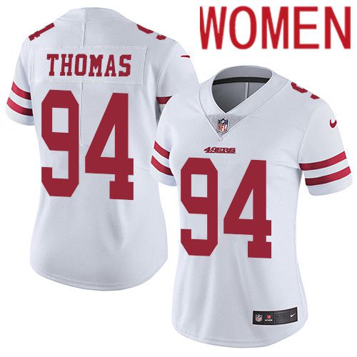 Cheap Women San Francisco 49ers 94 Solomon Thomas Nike White Vapor Limited NFL Jersey